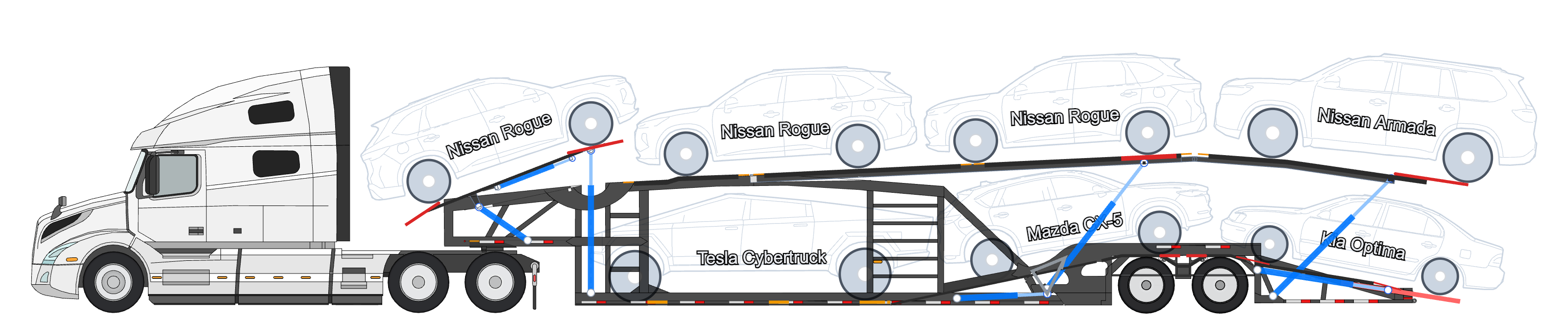 iQLoader: a real car hauler with 7 vehicles built in the configurator